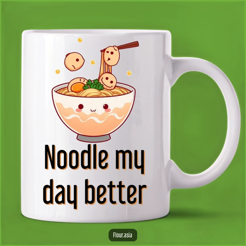 Funny Kawaii Ramen Mug: Juggling Fish Cakes for Noodle Lovers Gift