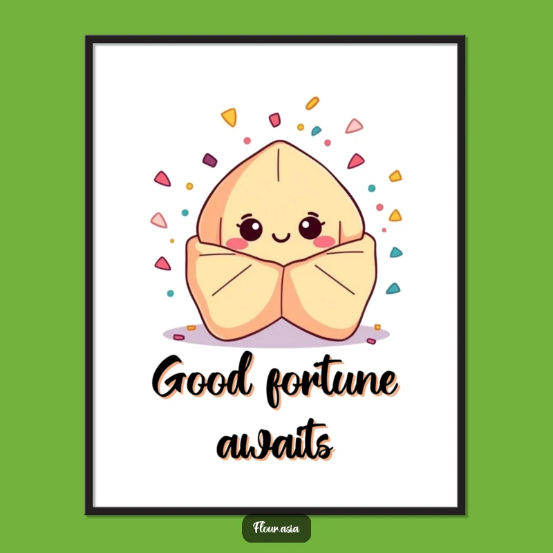 Funny Kawaii Fortune Cookie Digital Print: Confetti Art for Instant Gifts